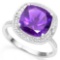 .925 STERLING SILVER CU 10 MM AMETHYST AND DIAMOND WOMEN RING