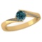 Certified 1.09 Ctw Treated Blue Yellow Diamond And White Diamond 14K Yellow Gold Halo Ring (SI2/I1)