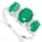 .925 STERLING SILVER 2.46 CTW ENHANCED GENUINE EMERALD & DIAMOND COCKTAIL RING