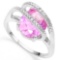 .925 STERLING SILVER OV 9*11 MM Created Pink Sapphire and Diamond WOMEN RING