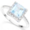 .925 STERLING SILVER 2.10 CTW BABY SWISSBLUE TOPAZ & DIAMOND COCKTAILRING