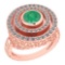Certified 0.87 Ctw Emerald And Diamond Wedding/Engagement 14K Rose Gold Halo Ring (VS/SI1)