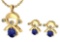 Certified 0.93 Ctw Blue Sapphire And Diamond Tiny Angel Necklace + Earrings Jewelry Set 14K Yellow G