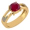Certified 1.14 Ctw Ruby And Diamond 14K Yellow Gold Halo Ring (VS/SI1)
