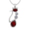 Certified 2.67 Ctw Garnet And Diamond VS/SI1 Cat Necklace 14K White Gold