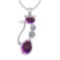 Certified 2.67 Ctw Amethyst And Diamond VS/SI1 Cat Necklace 14K White Gold