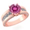 Certified 2.24 Ctw Pink Tourmaline And Diamond Wedding/Engagement 14K Rose Gold Halo Ring (VS/SI1)