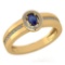 Certified 0.35 Ctw Blue Sapphire And Diamond 14K Yellow Gold Promise Ring (VS/SI1)