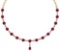 Certified 21.10 Ctw Ruby And Diamond Necklace For Ladies 14K Yellow Gold (VS/SI1)