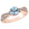 Certified 1.05 Ctw Aquamarine And Diamond 14K Rose Gold Halo Ring (VS/SI1)