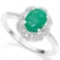 .925 STERLING SILVER 1.20 CTW ENHANCED GENUINE EMERALD & DIAMOND COCKTAIL RING
