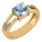 Certified 1.64 Ctw Blue Topaz And Diamond VS/SI1 14K Yellow Gold Ring