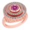 Certified 0.87 Ctw Pink Tourmaline And Diamond Wedding/Engagement 14K Rose Gold Halo Ring (VS/SI1)