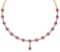 Certified 21.10 Ctw Pink Tourmaline And Diamond Necklace For Ladies 14K Yellow Gold (VS/SI1)