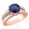 Certified 2.24 Ctw Blue Sapphire And Diamond Wedding/Engagement 14K Rose Gold Halo Ring (VS/SI1)