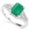 .925 STERLING SILVER OCTW AGON 1.60 CTW ENHANCED GENUINE EMERALD & DIAMOND COCKTAIL RING