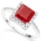 .925 STERLING SILVER 2.30 CTW ENHANCED GENUINE RUBY & DIAMOND COCKTAIL RING