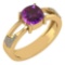 Certified 1.64 Ctw Amethyst And Diamond VS/SI1 14K Yellow Gold Ring
