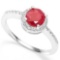 .925 STERLING SILVER ROUND 1.20. CTW ENHANCED GENUINE RUBY & DIAMOND COCKTAIL RING