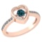Certified 0.33 Ctw Treated Fancy Blue Diamond 14K Rose Gold Ring (I1/I2)