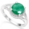 .925 STERLING SILVER 1.80 CTW ENHANCED GENUINE EMERALD & DIAMOND COCKTAIL RING