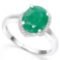 .925 STERLING SILVER 3.45 CTW ENHANCED GENUINE EMERALD & DIAMOND COCKTAIL RING