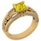 Certified 1.53 Ctw Treated Fancy Yellow Diamond And White Diamond Wedding/Engagement Style 14K Yello
