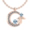 Certified 1.14 Ctw Blue Topaz And Diamond VS/SI1 Tiny Angel Necklace For womens New Expressions love
