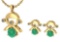 Certified 0.93 Ctw Emerald And Diamond Tiny Angel Necklace + Earrings Jewelry Set 14K Yellow Gold (V