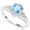 .925 STERLING SILVER 1.37 CTW BABY SWISS BLUE TOPAZ & DIAMOND COCKTAIL RING
