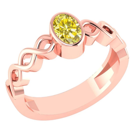 Certified 0.50 Ctw Treated Fancy Yellow Diamond 14K Rose Gold Ring (SI2/I1)