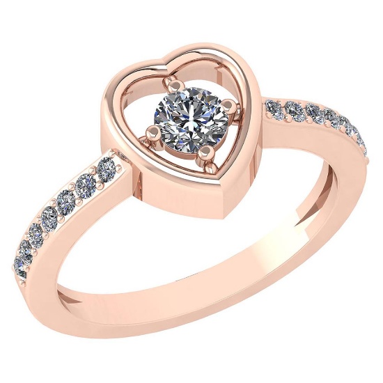 Certified 0.33 Ctw Diamond 14K Rose Gold Halo Ring (SI1/SI2)