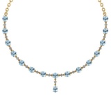 Certified 21.10 Ctw Aquamarine And Diamond Necklace For Ladies 14K Yellow Gold (VS/SI1)