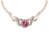 Certified 1.16 Ctw Pink Tourmaline And Diamond VS/SI1 Necklace For Beautiful Ladies 14K Rose Gold