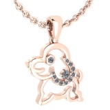 Certified 0.30 Ctw Diamond Chinese Century Year Of Dog Charms Necklace 18K Rose Gold (VS/SI1)