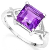 .925 STERLING SILVER 2.25 CTW AMETHYST & DIAMOND COCKTAIL RING