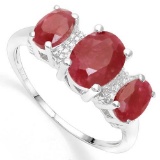 .925 STERLING SILVER 2.46 CTW ENHANCED GENUINE RUBY & DIAMOND COCKTAIL RING