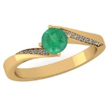 Certified 1.09 Ctw Emerald And Diamond 14K Yellow Gold Halo Ring (VS/SI1)