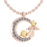Certified 1.14 Ctw Citrine And Diamond VS/SI1 Tiny Angel Necklace For womens New Expressions love co