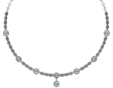 Certified 18.49 Ctw Aquamarine And Diamond Necklace For Ladies 14K White Gold (SI2/I1)