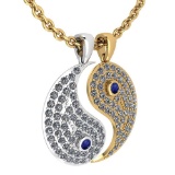 Certified 2.32 Ctw Blue Sapphire And Diamond VS/SI1 Couple Pendant New Expressions love collection 1