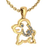 Certified 0.30 Ctw Diamond Chinese Century Year Of Dog Charms Necklace 18K Yellow Gold (VS/SI1)