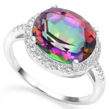 .925 STERLING SILVER 4.33 CTW MYSTIC GEMSTONE & DIAMOND COCKTAIL RING
