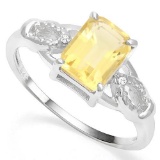 .925 STERLING SILVER 1.44 CTW CITRINE & DIAMOND COCKTAIL RING