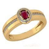 Certified 0.35 Ctw Ruby And Diamond 14K Yellow Gold Promise Ring (VS/SI1)