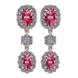 Certified 10.48 Ctw Pink Tourmaline And Diamond VS/SI1 Hanging stud Earrings For beautiful ladies 14