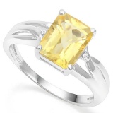 .925 STERLING SILVER 2.39 CTW CITRINE & DIAMOND COCKTAIL RING