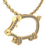 Certified 0.52 Ctw Diamond Chinese Century Year Of Pig 2019 Charms Necklace 18K Yellow Gold (VS/SI1)