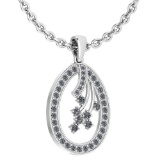 Certified 0.79 Ctw Diamond VS/SI1 Necklace 18K White Gold Made In USA