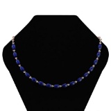 Certified 17.00 Ctw Blue Sapphire Necklace For Ladies 14K Rose Gold